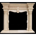 Indoor carved cultured marble fireplace surround